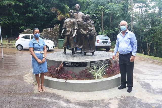 Statue of liberated slaved children unveiled at Venn’s Town, the cradle of Seychelles