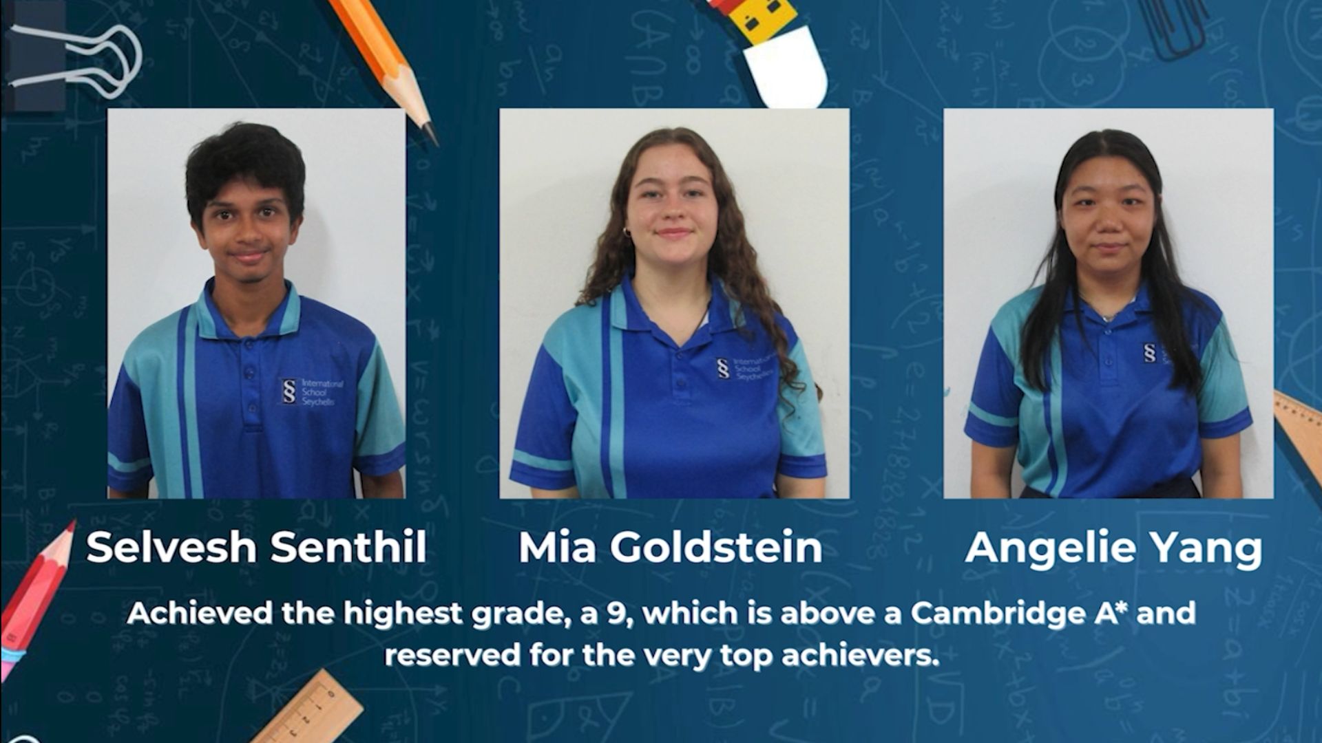 International School in rikord 93 poursan grad pass pour tou legzanmen A-Level, ki bann etidyan in fer.