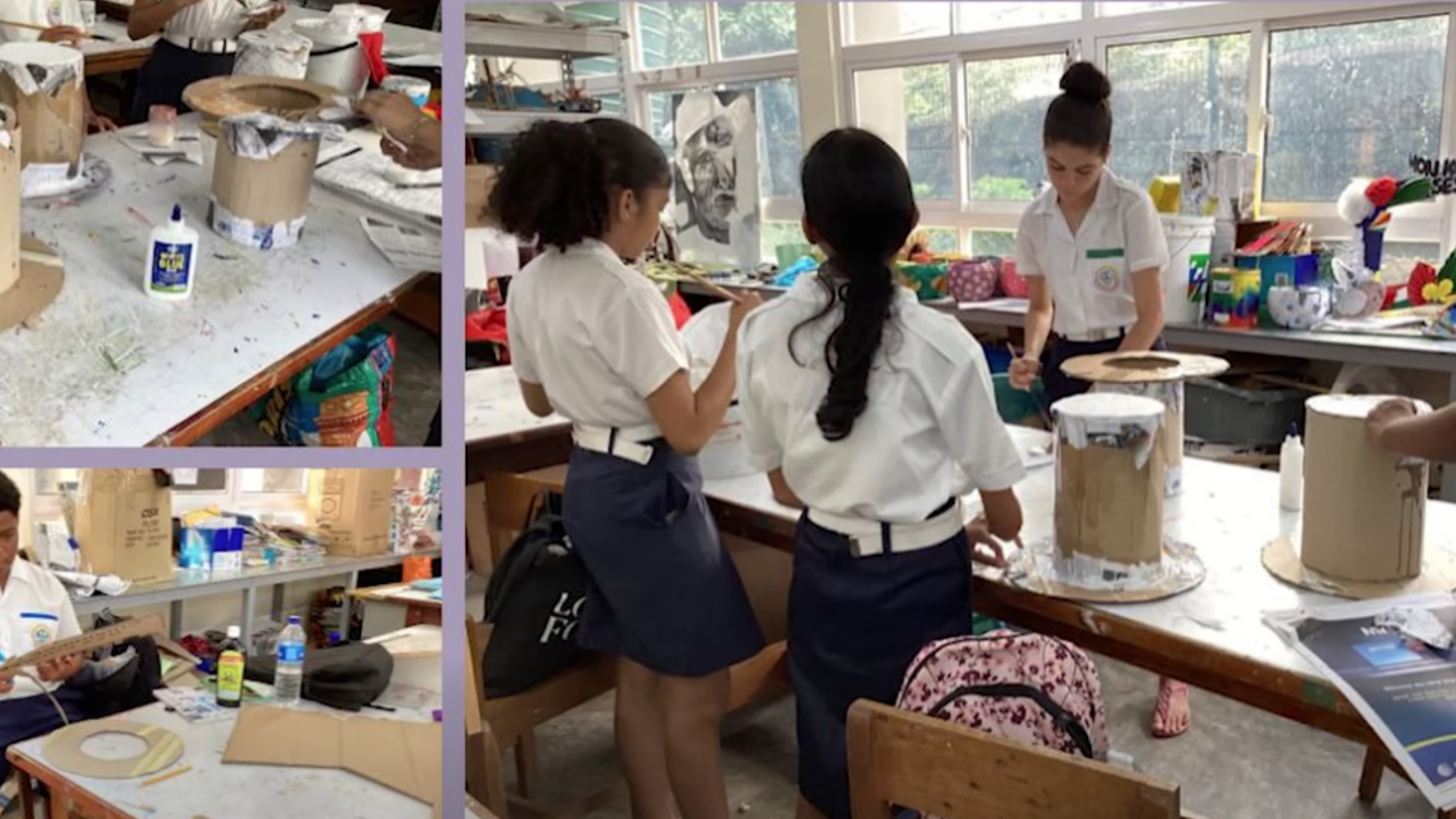 En group etidyan lekol Belonie Segonder, ki form parti klib lar e Latizana kot sa lekol, pe egzibit zot travay kot Galerie Carrefour des Arts,