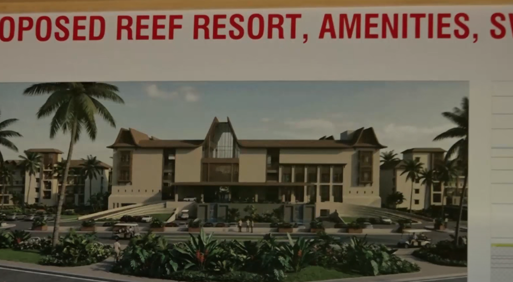 Proze konstriksyon nouvo lotel lo sit ansyen Reef Hotel.
